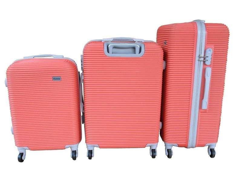 3-Piece Coral Pink Hard Shell Luggage Set by MooistarSpinner Wheels,Locks&Lightweight Travel Design