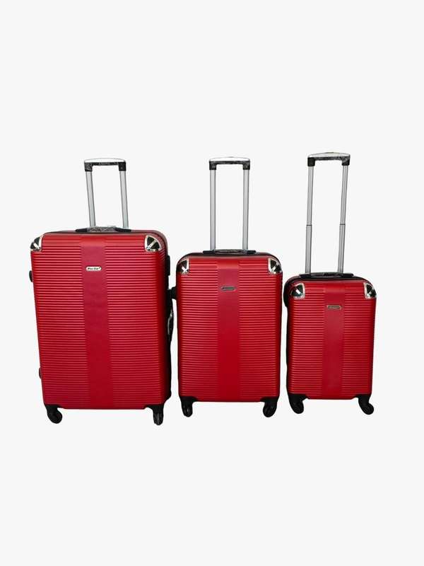 3-Piece Red Hard Shell Luggage Set  Spinner Wheels, Combo Locks & Textured Durable Travel Design