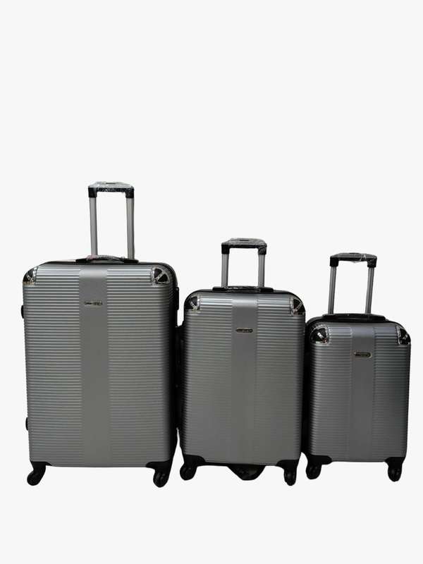 3-Piece Silver Hard Shell Luggage Set  Spinner Wheels, Combo Locks & Durable Travel Suitcase Design