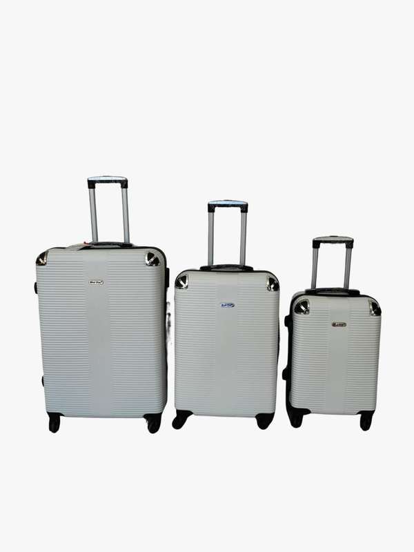 3-Piece White Hard Shell Luggage Set  Spinner Wheels, Ribbed Exterior, Lightweight Travel Cases
