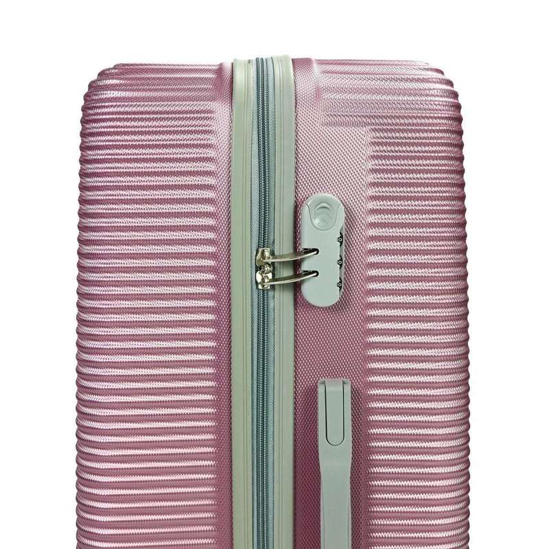 3-Piece Metallic Pink Luggage Set  Spinner Wheels, Gold Handles, Hard Shell Travel Suitcases