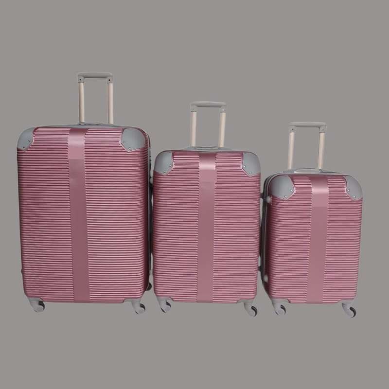 3-Piece Pink Metallic Hard Shell Luggage Set  Spinner Wheels, Telescopic Handle, Nested Design