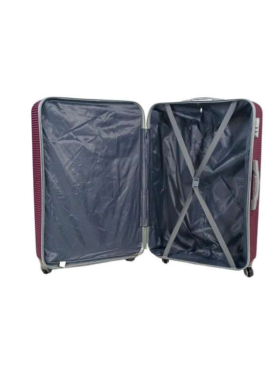 Purple 3-Piece Hard Shell Luggage Set with Spinner Wheels,  Lock & Scratch-Resistant Ribbed Desig