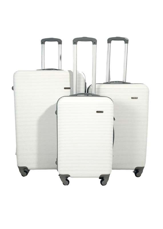 3-Piece White Hard Shell Luggage Set with Spinner Wheels, Built-In Locks & Lightweight ABS Design
