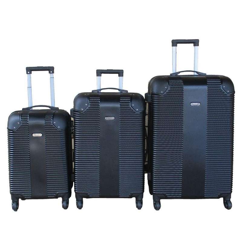 Black 3-Piece Hard Shell Luggage Set with Spinner Wheels, Lock System & Durable Lightweight Design