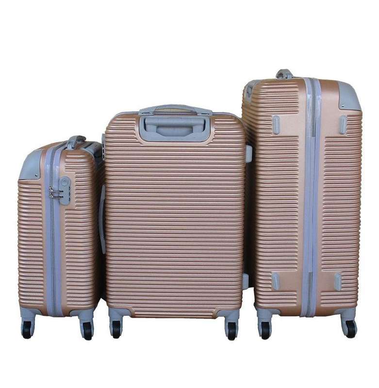 Gold 3-Piece Hardshell Spinner Luggage Set with Locks, Lightweight Design & Organised Interiors