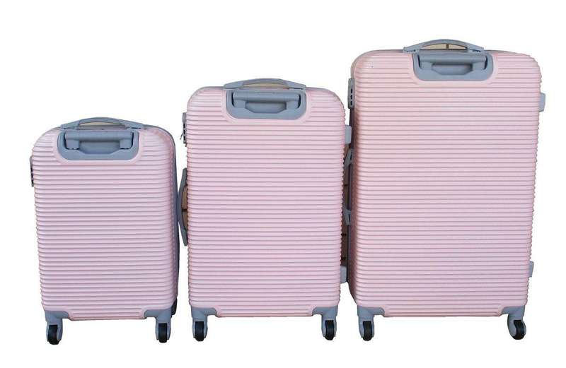 Light Pink 3-Piece TOUGH Hardshell Luggage Set with Spinner Wheels, Combo Locks & Ribbed Texture
