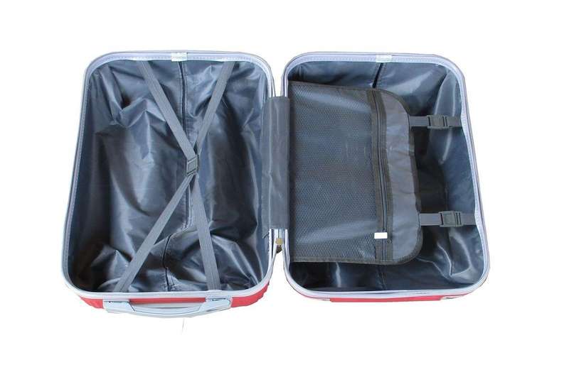 Red 3-Piece Hard Shell Spinner Luggage Set with Lock, Ribbed Texture, Wheels & Organised Interiors