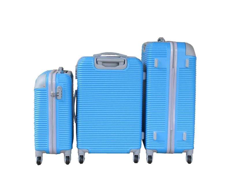 TOUGH 3-Piece Sky Blue Luggage Set with Spinner Wheels, Lock, Hard Shell & Organised Interior