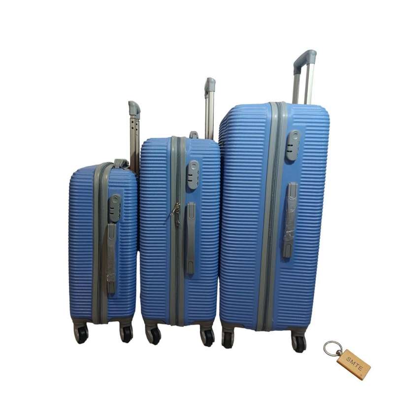 SMTE 3-Piece Sky Blue Spinner Luggage Set with Lock, Hard Shell, Telescopic Handle & Top Side Grips