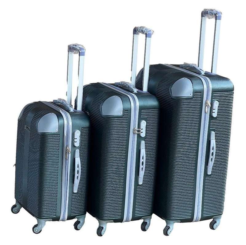 3-Piece Dark Green Hardshell Luggage Set with Spinner Wheels, Combo Lock, Telescopic Handle & Zipper