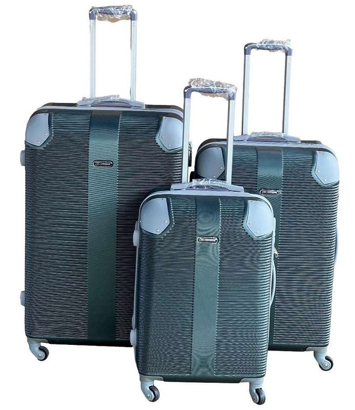 3-Piece Dark Green Hardshell Luggage Set with Spinner Wheels, Combo Lock, Telescopic Handle & Zipper