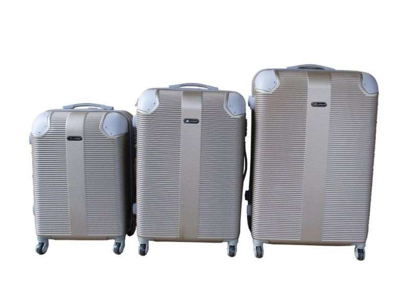 3-Piece Gold Hard Shell Luggage Set with Spinner Wheels, Reinforced Corners, Lock & SA Delivery