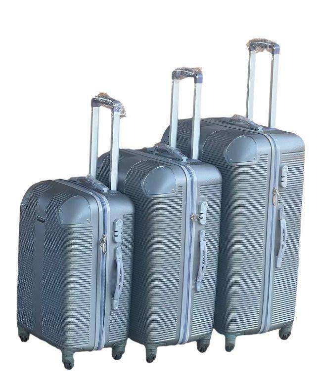 3-Piece Silver Hard Shell Luggage Set with Spinner Wheels, Built-In Lock & Fast Delivery in SA