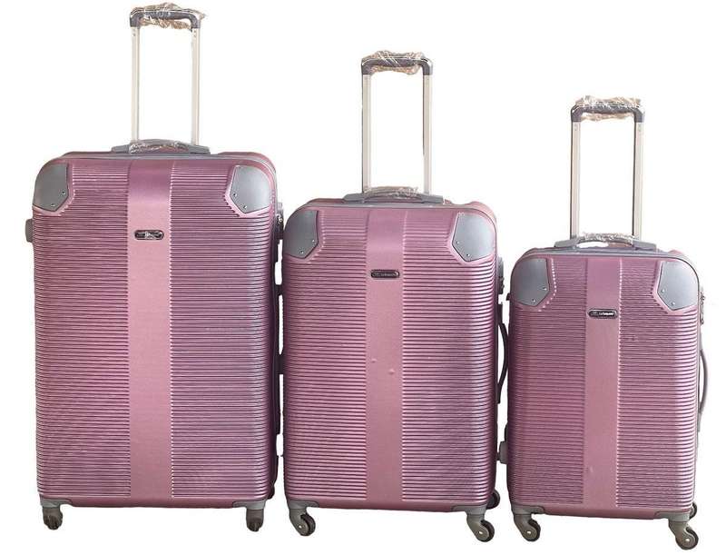 3-Piece Silver Pink Hard Shell Luggage Set with Spinner Wheels, Built-In Lock & Fast SA Delivery