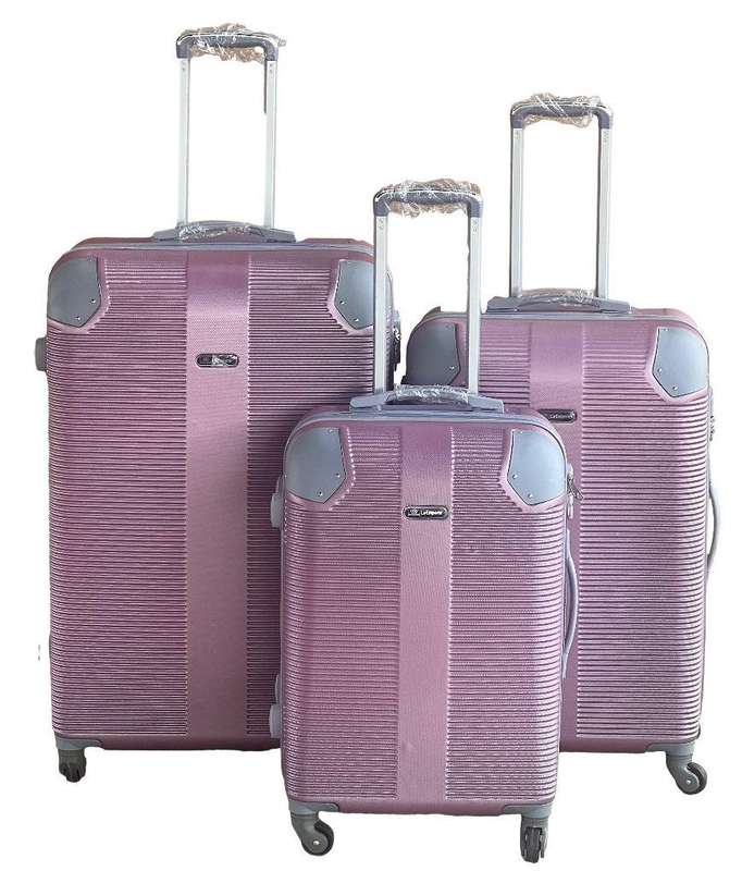 3-Piece Silver Pink Hard Shell Luggage Set with Spinner Wheels, Built-In Lock & Fast SA Delivery