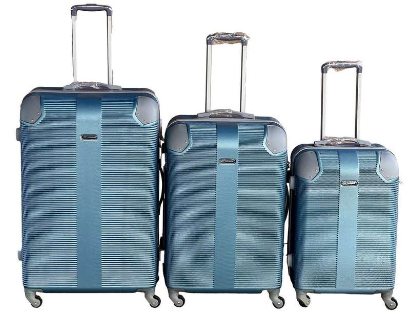 3-Piece Sky Blue Hard Shell Luggage Set with Spinner Wheels, Built-In Lock & Fast Delivery in SA