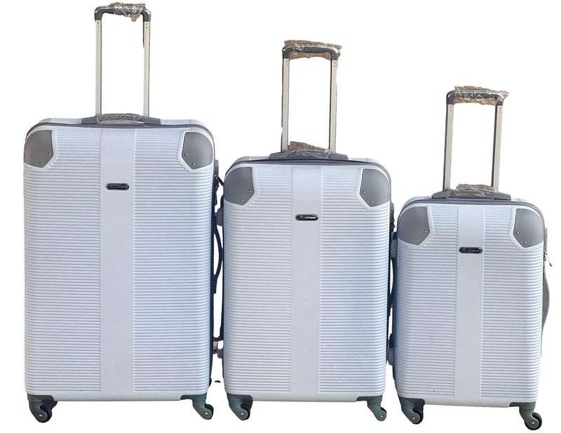 3-Piece Snow White Hard Shell Luggage Set with Spinner Wheels, Built-In Lock & Fast SA Delivery