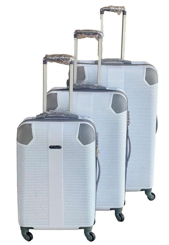 3-Piece Snow White Hard Shell Luggage Set with Spinner Wheels, Built-In Lock & Fast SA Delivery