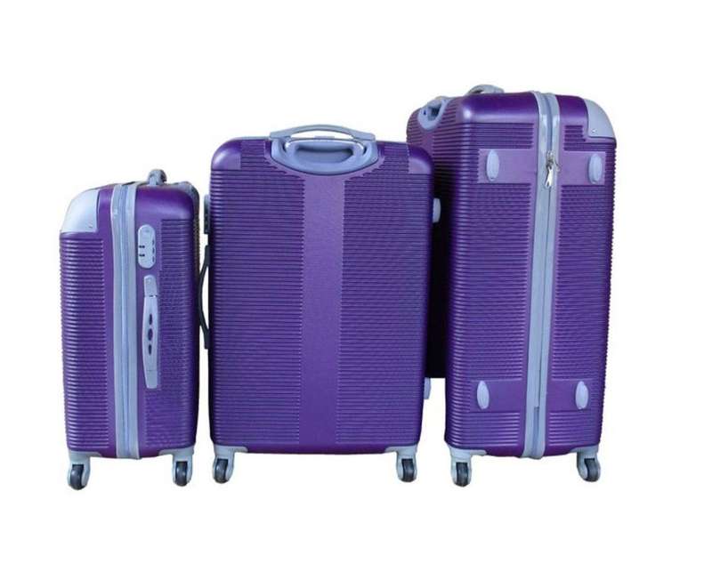 3-Piece Purple Hard Shell Luggage Set with Spinner Wheels, Lock, Corner Guards & Fast SA Delivery