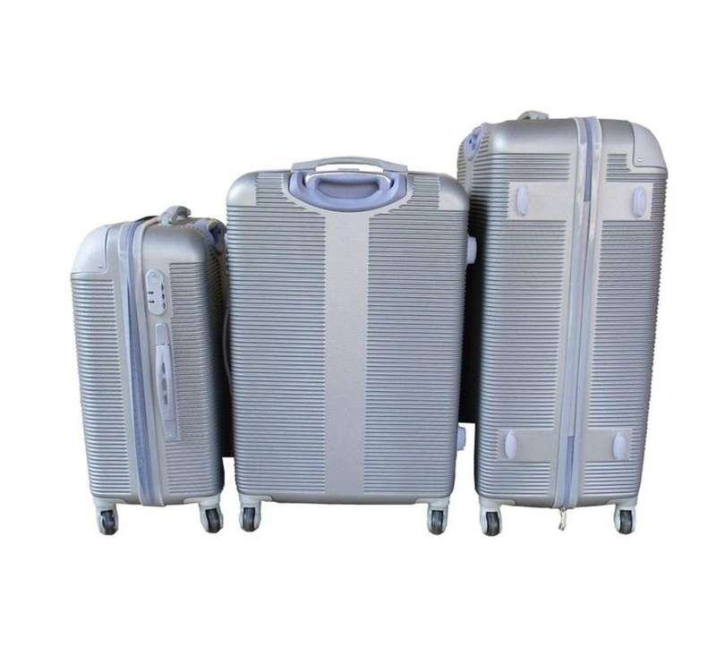 3-Piece Silver Hard Shell Luggage Set with Spinner Wheels, Lock, Interior Divider & Fast SA Delivery