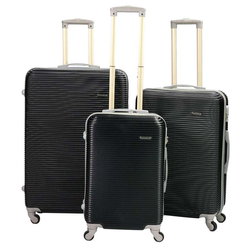 3-Piece Black Hard Shell Luggage Set with Spinner Wheels, Gold Handle, Lock & Fast SA Delivery