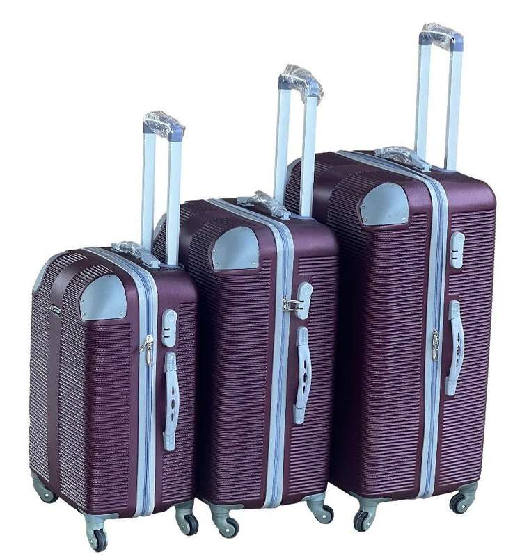 3-Piece Maroon Hard Shell Luggage Set with Spinner Wheels, Built-In Lock & Fast Delivery in SA