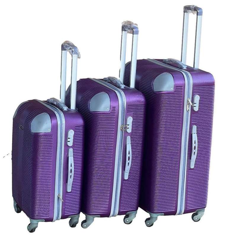3-Piece Branded Purple Hard Shell Luggage Set with Spinner Wheels, Built-In Lock & Fast SA Delivery