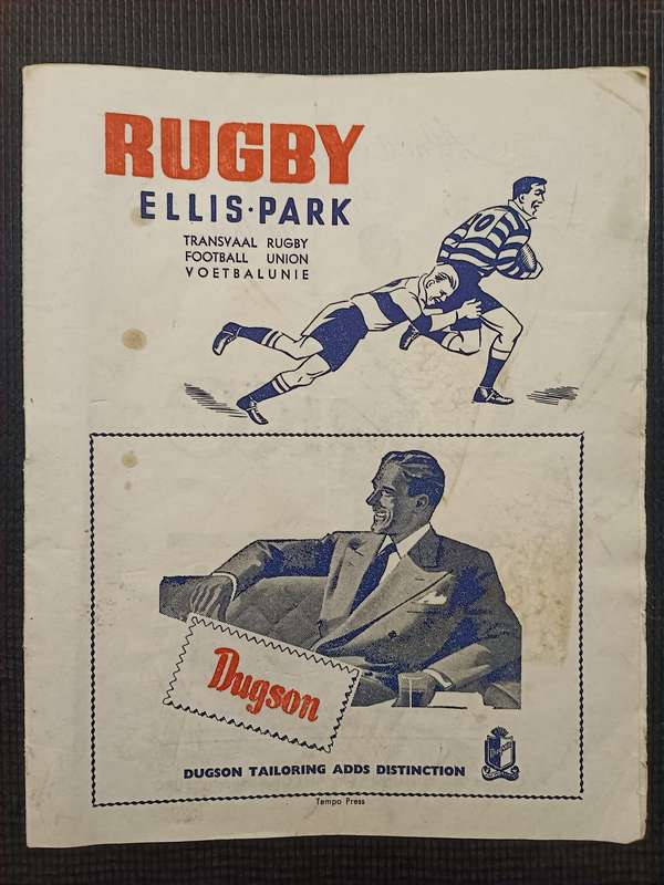 1956 INTERVARSITY RUGBY PROGRAMME - PRETORIA V WITS
