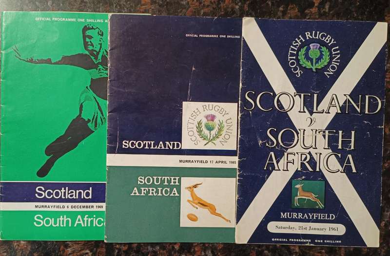 1960'S SPRINGBOKS V SCOTLAND RUGBY PROGRAMMES X 3