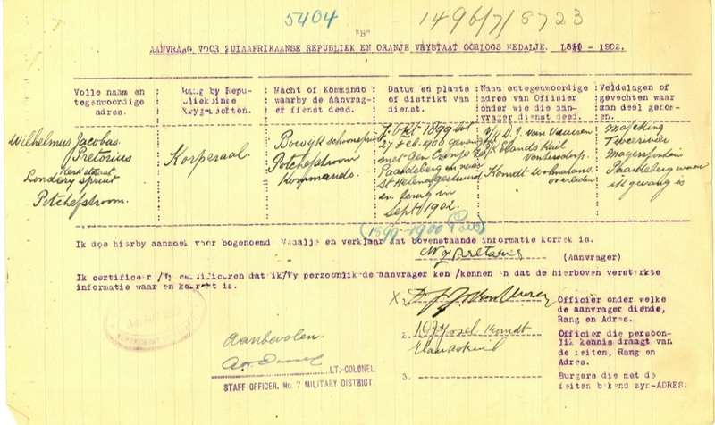 BOER WAR ABO MEDAL TO KORPL -POW CAPTURED AT PAARDEBERG