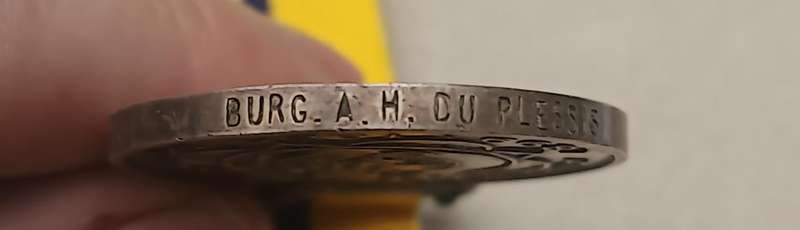 ABO BOER WAR MEDAL TO BURGER HF DUPLESSIS