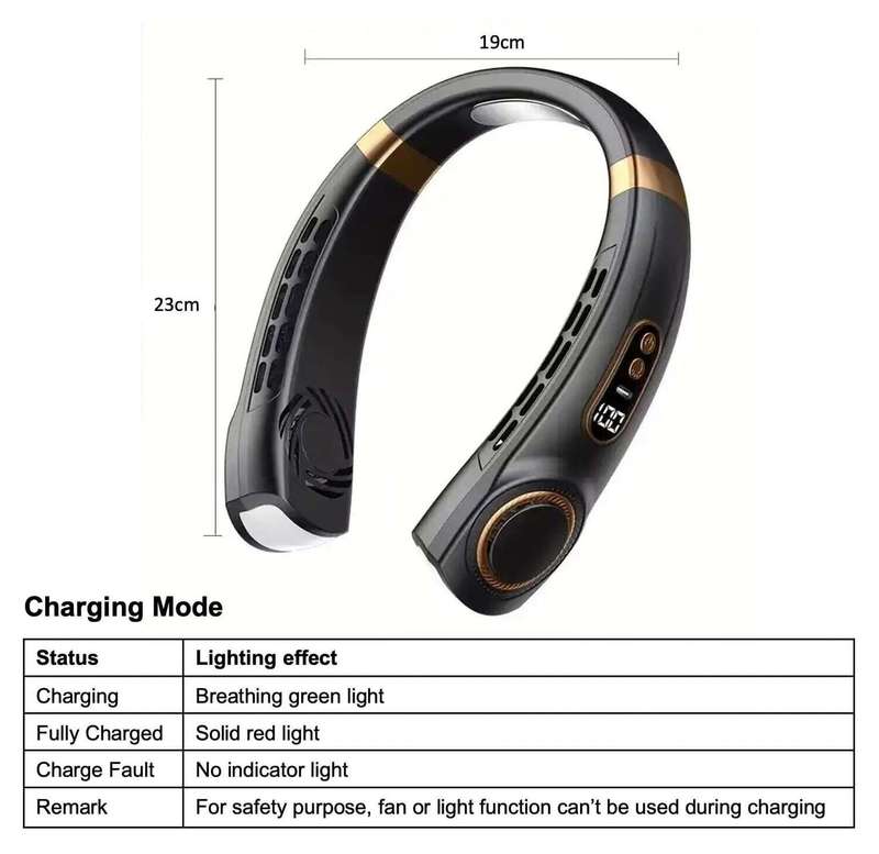 [MARKED DOWN] Neck Fan with Ambient Lighting & LCD Display