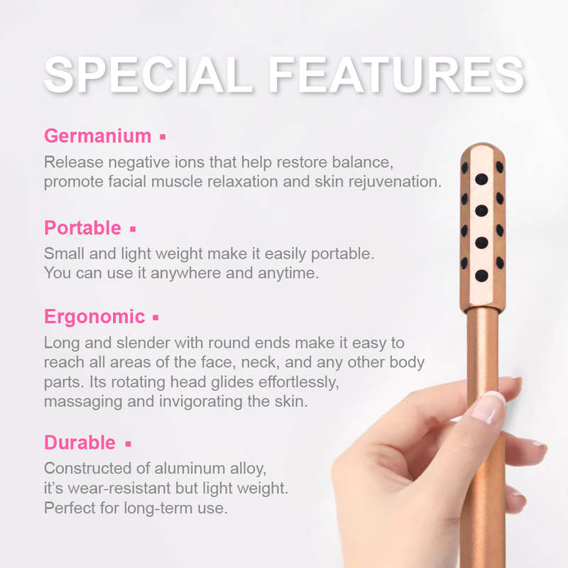 Facial Germanium Stones Massage Roller (Gold)