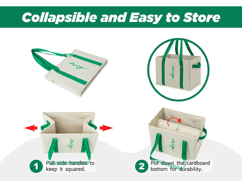 Reusable Grocery Shopping Box Bags 2-Pack (Grey) | Rigid & Foldable
