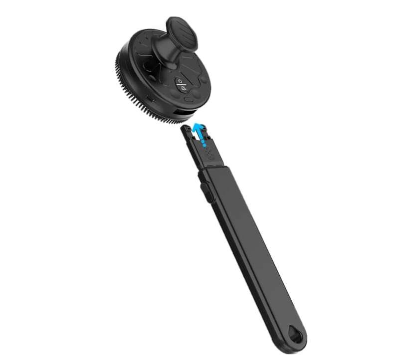 Vibrating Face & Body Scrubber with Retractable Handle
