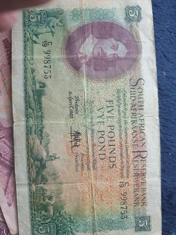 South Africa 1952 FIVE POUNDS NOTE