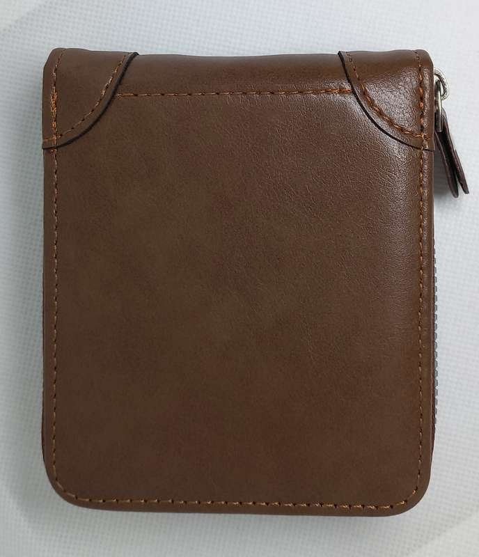 Mens vintage style short wallet with full zipper closure
