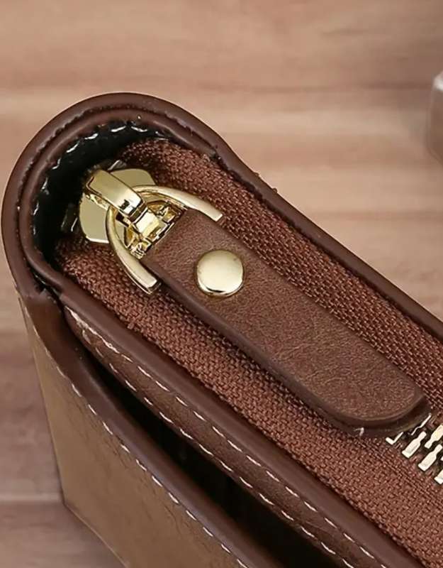 Quality Soft Leather Mens full zipper wallet