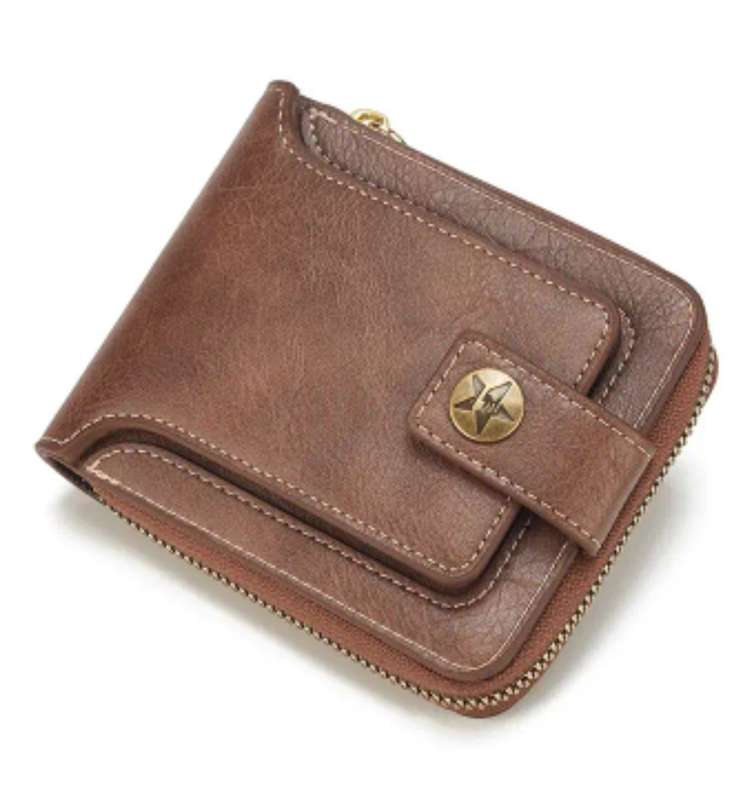 Quality Soft Leather Mens full zipper wallet