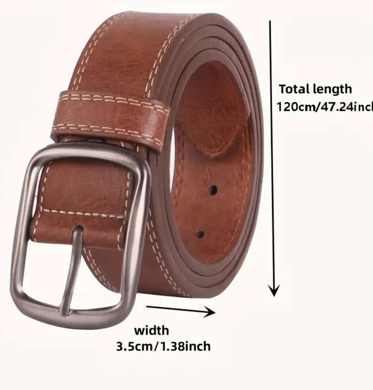 Genuine cow hide leather belt - brown
