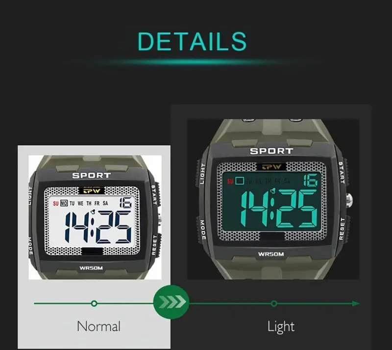 Digital waterproof sports watch