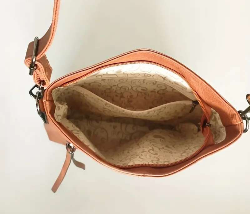 Brown PU leather shoulder sling bag