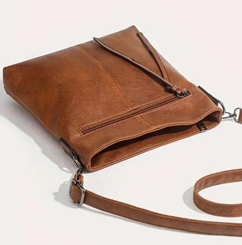 Brown PU leather shoulder sling bag