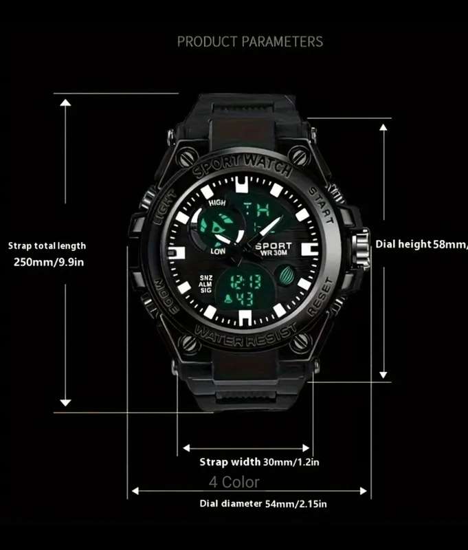 Men's dual display sport watch