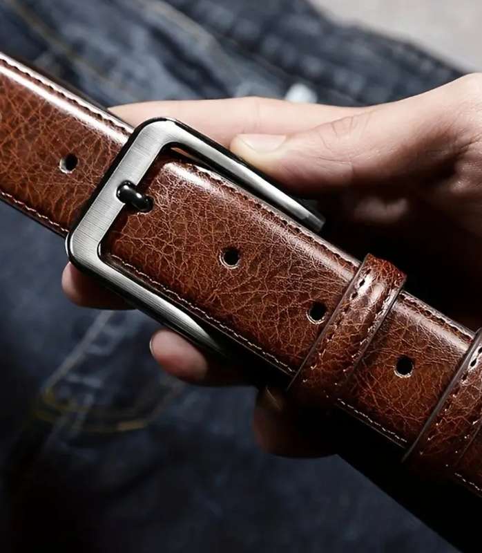 Leather unisex belt- brown 110cm