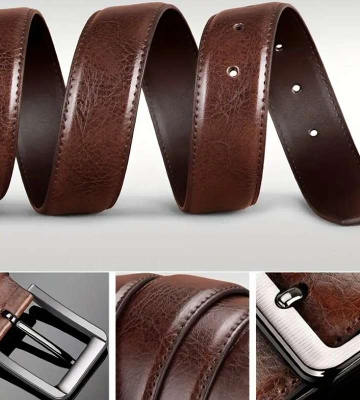 Leather unisex belt- brown 110cm