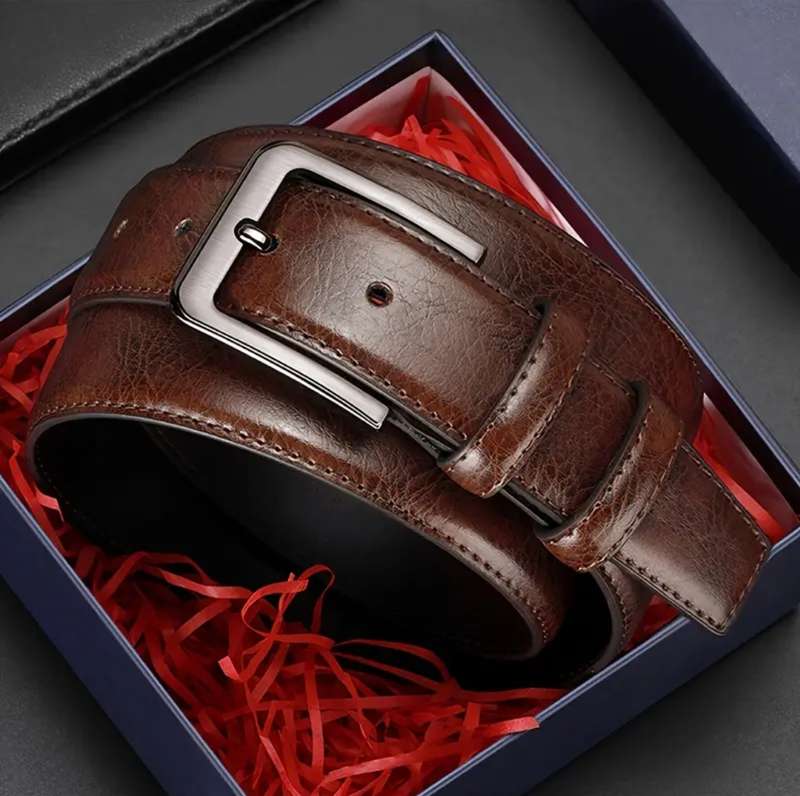 Leather unisex belt- brown 110cm