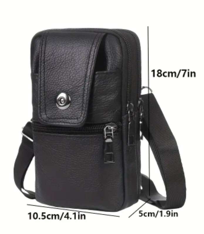 Genuine leather waist or sling bag with cellphone pocket