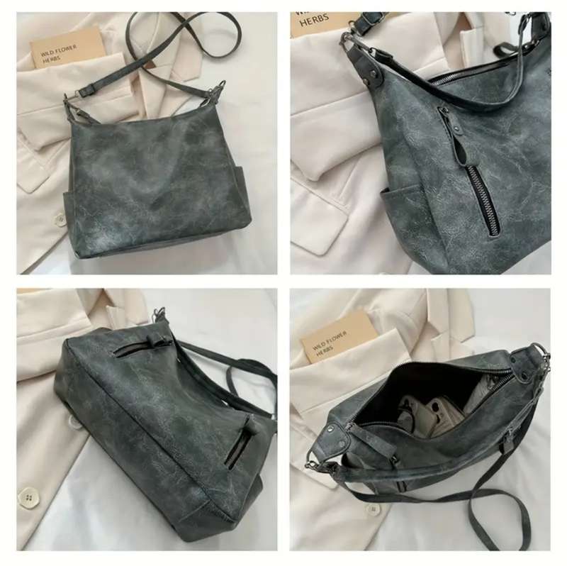 Grey woman's handbag with shoulder sling